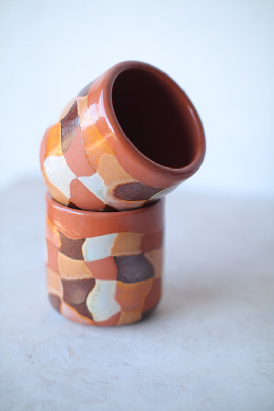 Checkered Autumn Lowball Cup