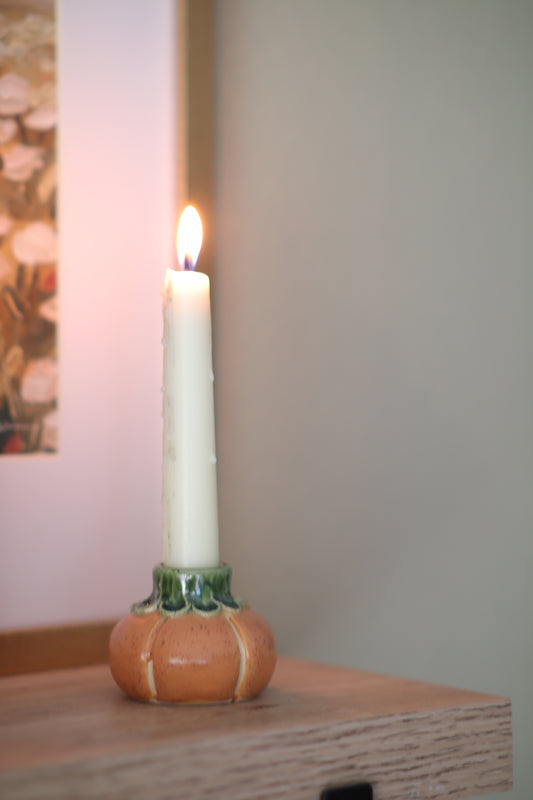 Wheat Pumpkin Taper Candle Holder