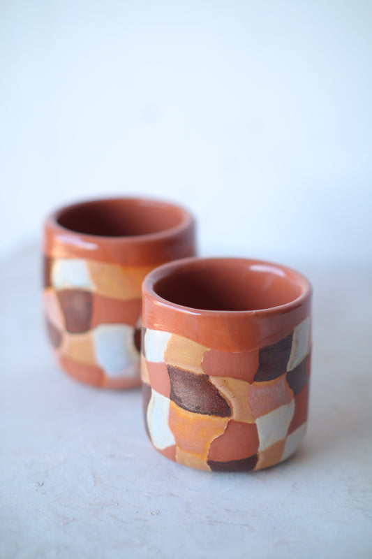 Checkered Autumn Lowball Cup