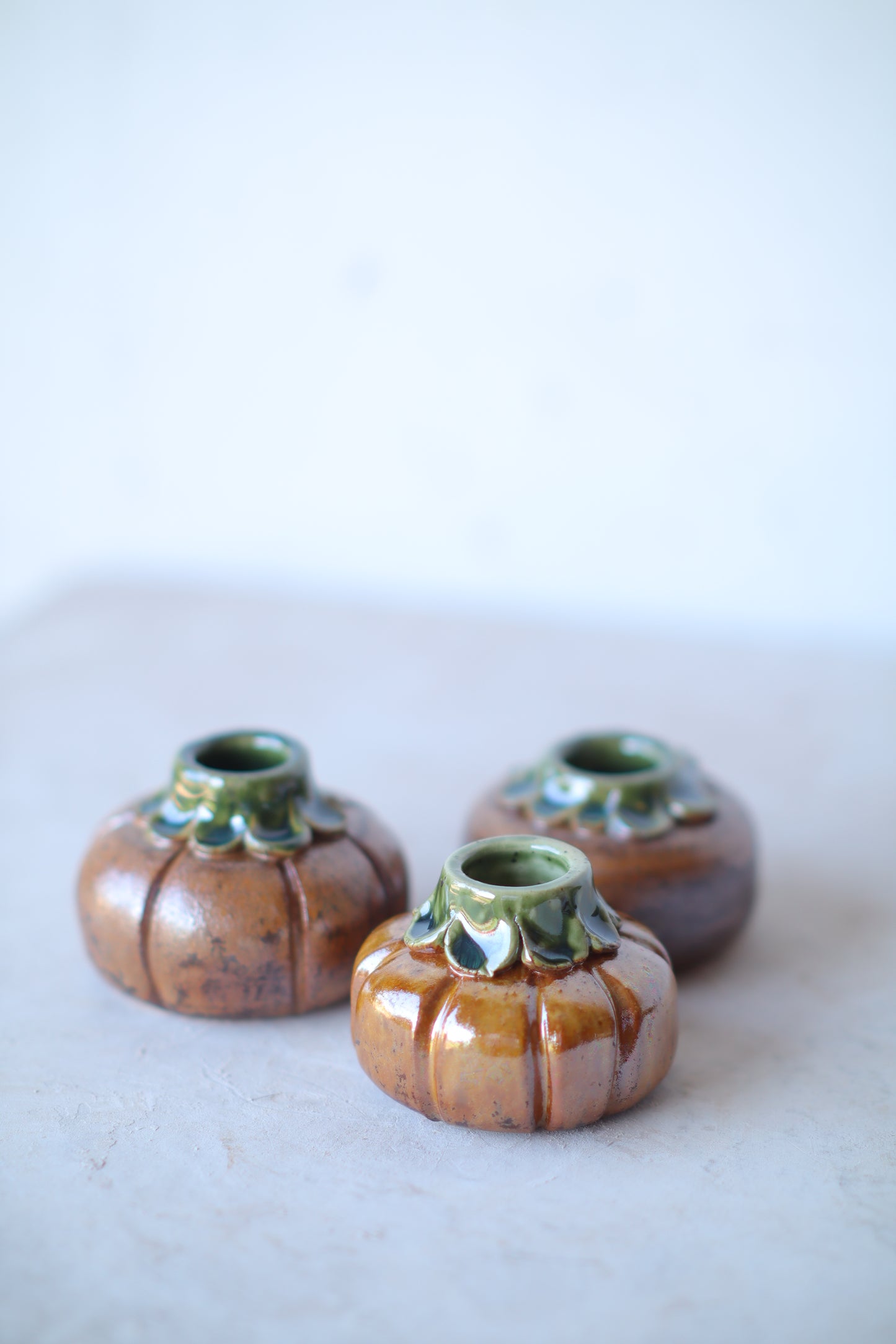 Rust Pumpkin Taper Candle Holder