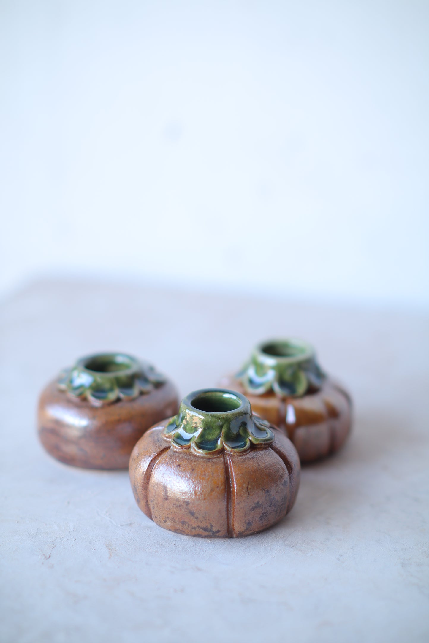 Rust Pumpkin Taper Candle Holder