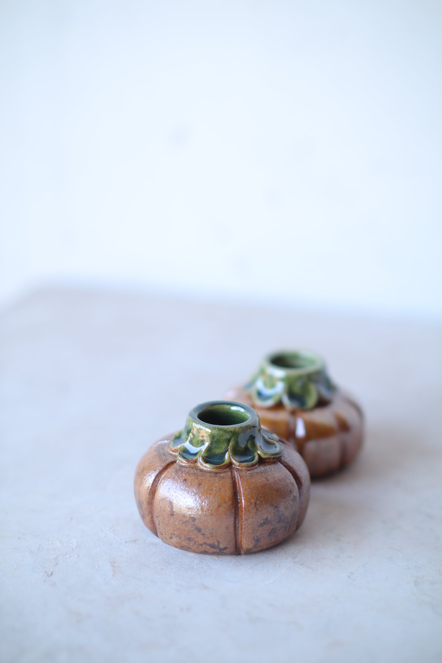Rust Pumpkin Taper Candle Holder