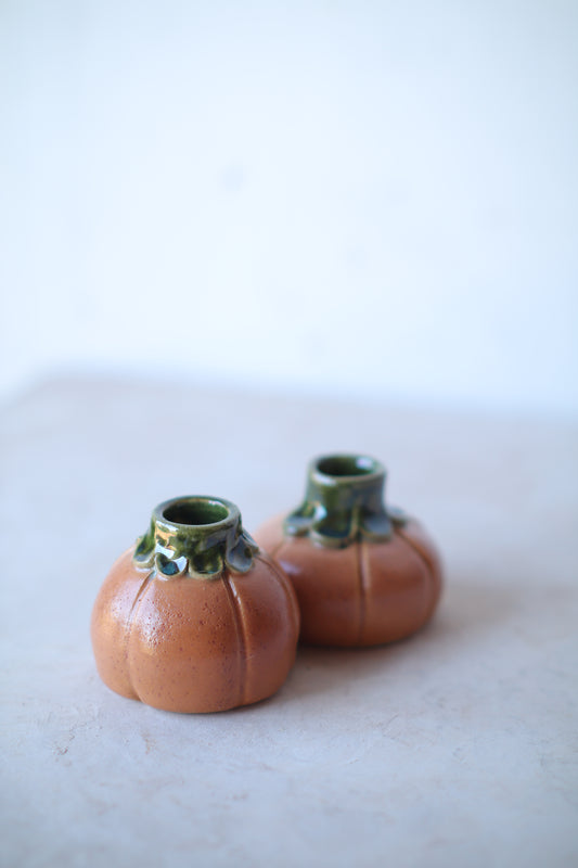 Wheat Pumpkin Taper Candle Holder