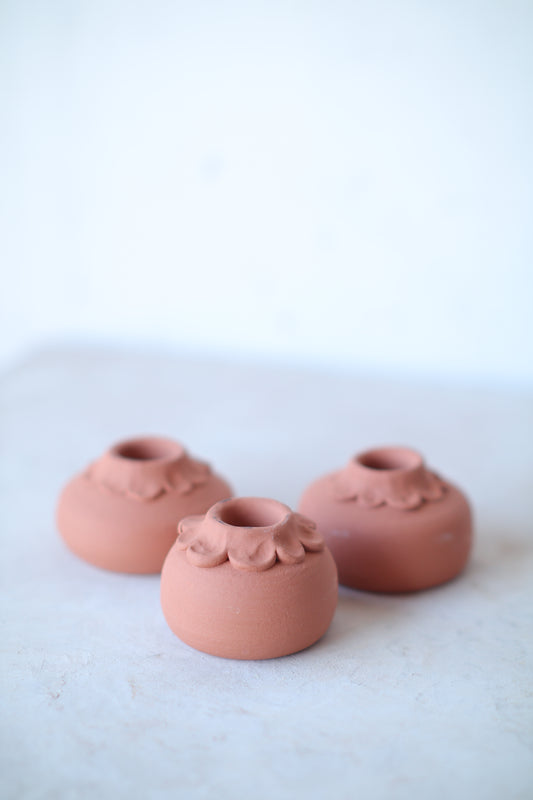 Terracotta Pumpkin Taper Candle Holder