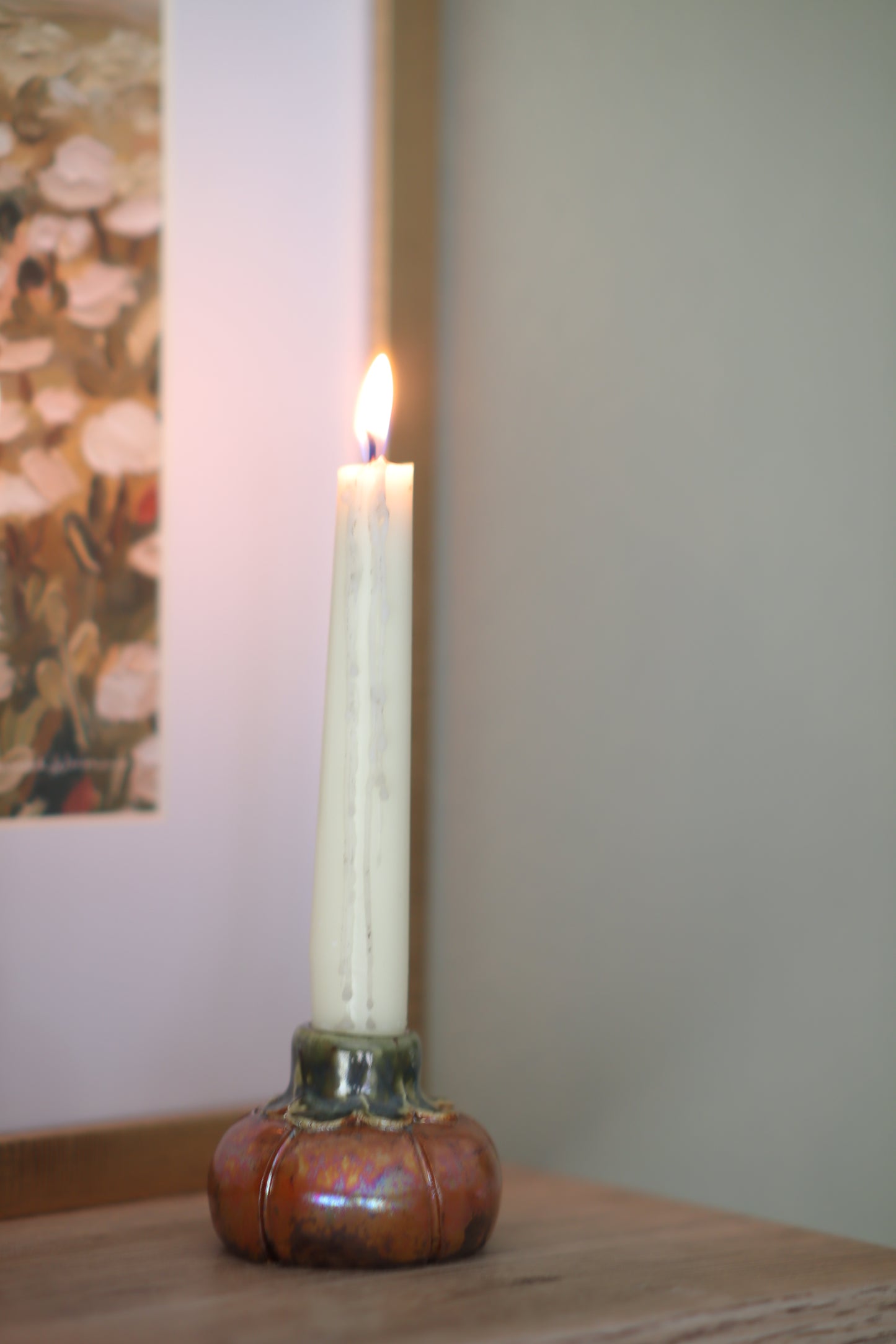 Rust Pumpkin Taper Candle Holder